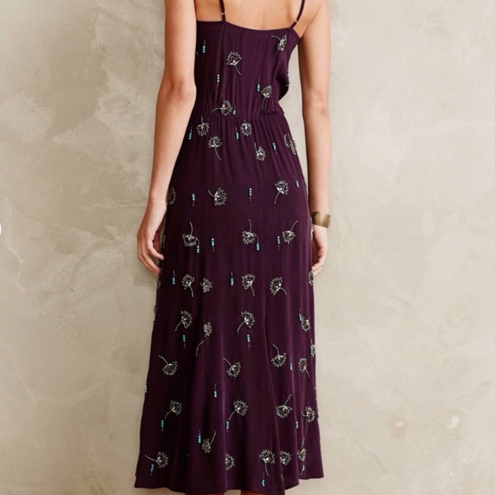 Anthropologie Tracy Reese Purple Beaded Silk midi dress size 2